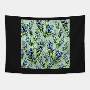 Spring bluish floral bloom green background Tapestry