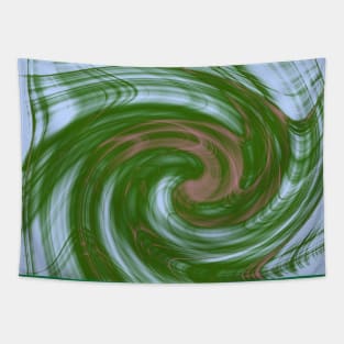 Swirling green and blue fractal vortex Tapestry
