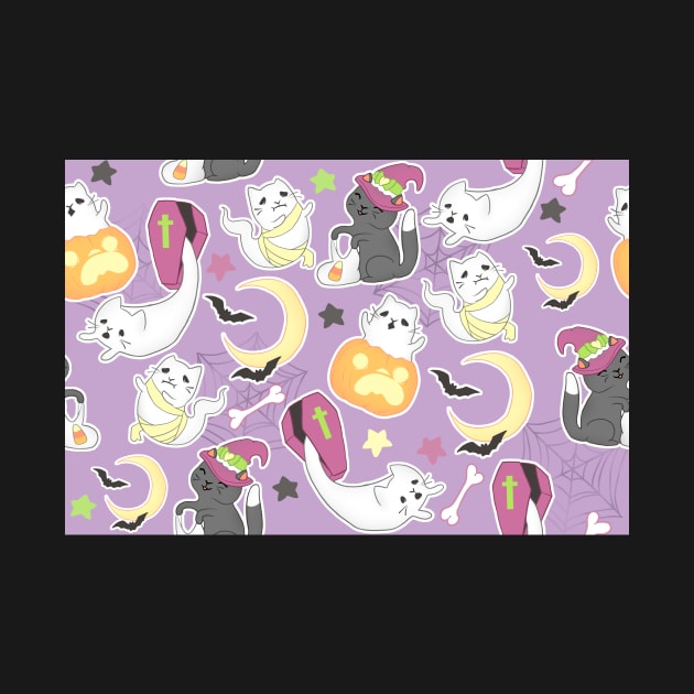 Halloween Cat Party on Purple by FrostedSoSweet