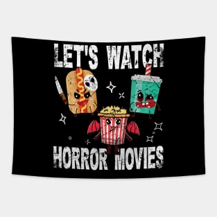 Retro Lets Watch Horror Movies Cute Halloween Costume Tapestry