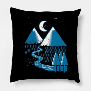 Moonlight over mountains Pillow