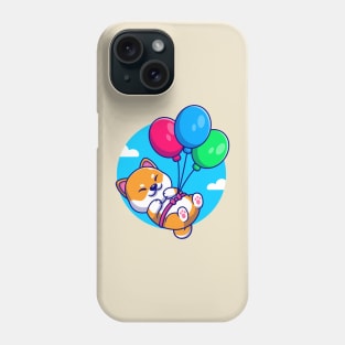 Cute Shiba Inu Dog Floating With Balloon Cartoon Phone Case