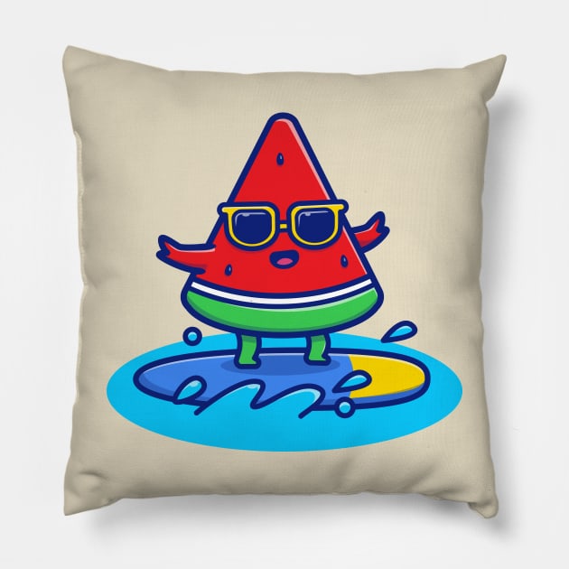 Cute Watermelon Surfing Pillow by Catalyst Labs