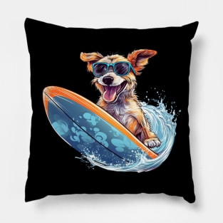 Surfing Cute Dog Pillow