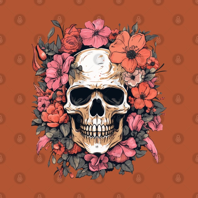 Skull and Flowers by VelvetRoom