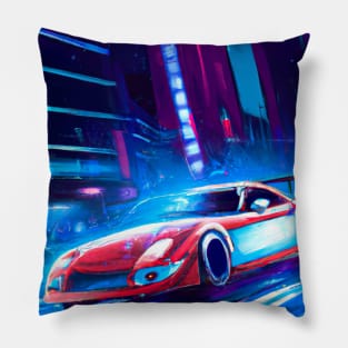 Sports car in Big City Pillow