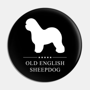 Old English Sheepdog Dog White Silhouette Pin