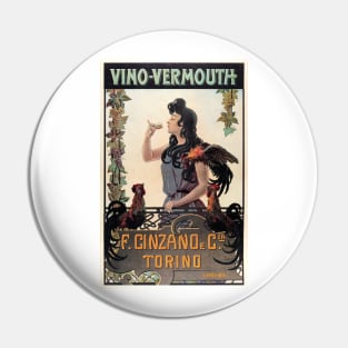 CINZANO VINO VERMOUTH TORINO Vintage Italian Herbal Liqueur Advert Pin
