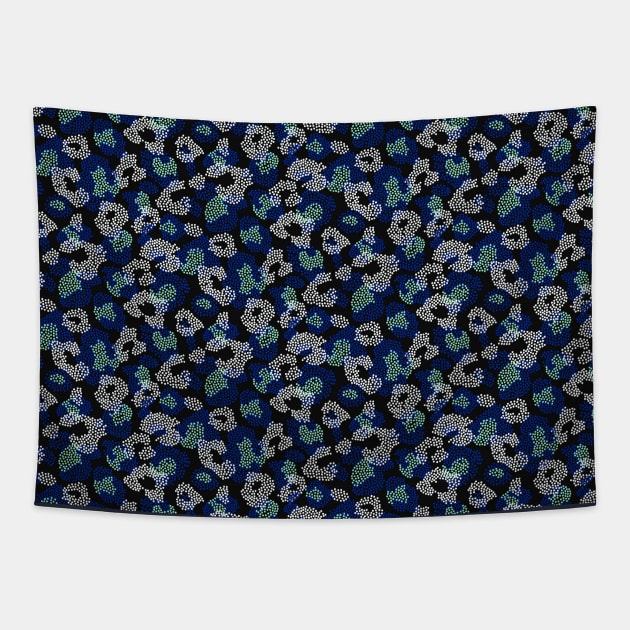 Blue Dotted Animal Print Tapestry by Carolina Díaz