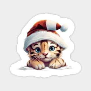 Christmas Peeking Baby Tiger Magnet