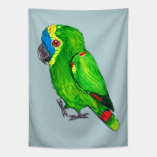 Turquoise-fronted amazon watercolor painting Tapestry