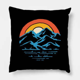 Mountain and Rainbow Pillow