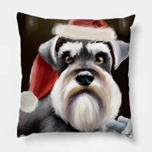 Cute Miniature Schnauzer Drawing Pillow