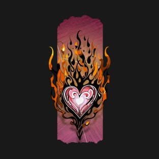 Passionate Inferno: Flaming Heart T-Shirt