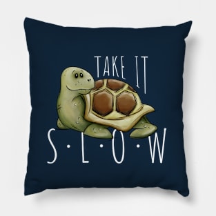 Take It Slow Relaxed Tortoise Casual Chill Out Turtle Pillow