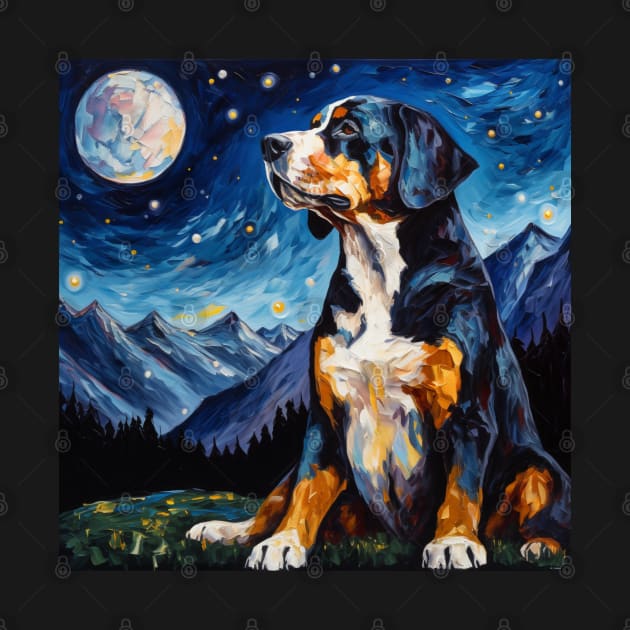 Greater Swiss Mountain Dog Night by NatashaCuteShop