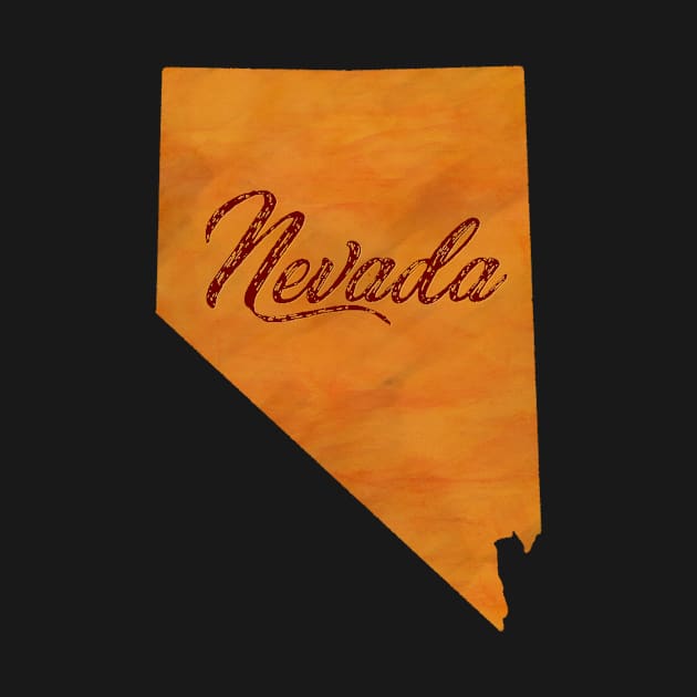 The State of Nevada - Orange Watercolor by loudestkitten