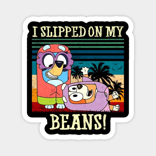 Bluey Palm tree vintage I slipped on my beans Magnet by Justine Nolanz