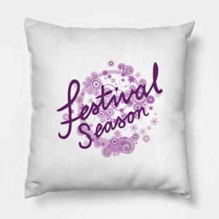 Festival Season Type Design Pinks & Purples Pillow