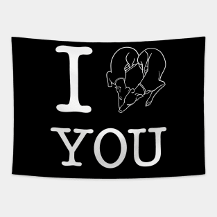 Adorable Greyhound dog lovers design; I heart you, I love you Tapestry