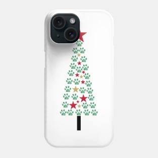 Christmas tree made with paw print Phone Case