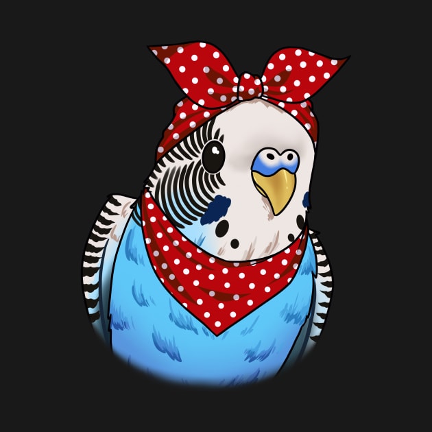 Adorable Budgie Mom with a Pop of Red Polka: A Stylish Avian Delight by Holymayo Tee