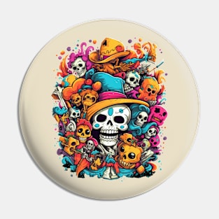 Exploring the vibrant streets of Mexico City during Dia de los Muertos Pin