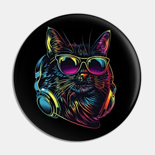 Cat DJ Rave Pin