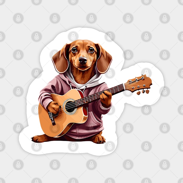 Dachshund Playing Guitar Magnet by Graceful Designs