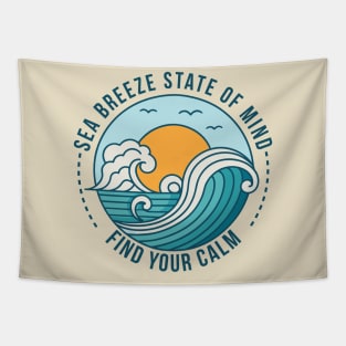 Sea breeze retro wave with calm sunrise scene Tapestry
