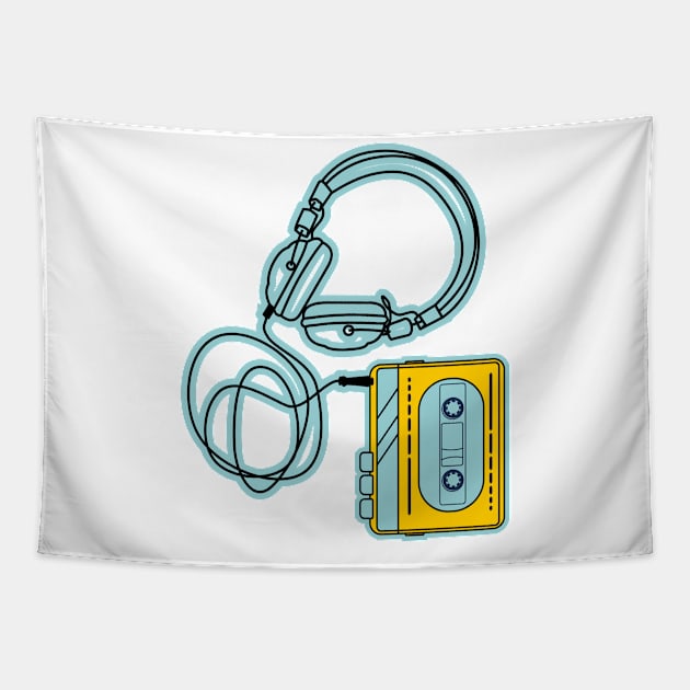 70's yellow cassette player Tapestry by bloomroge