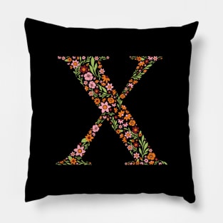 Retro Floral Letter X Pillow