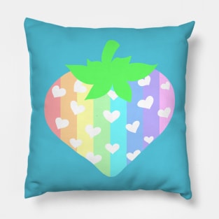 Pastel Rainbow Strawberry Heart Pillow