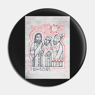 Jesus Christ with two disciples at Emaus Pin