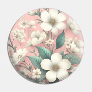 White Flowers Pin