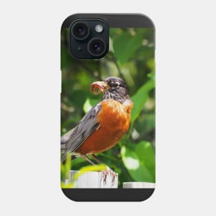 American Robin Carrying Some Fresh Worms Phone Case