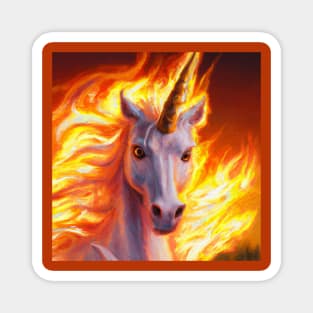 Unicorn Emerges From a Mystic Fire Magnet