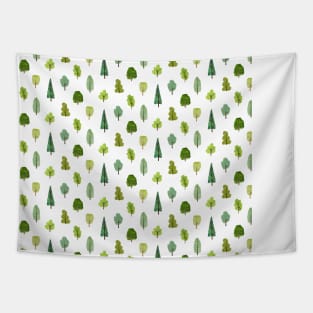 Woodland trees on white Tapestry