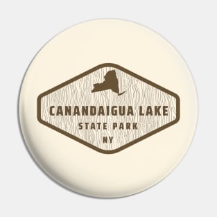 Canandaigua Lake State Park New York - Tree Log Texture Wooded Sign Sticker Pin