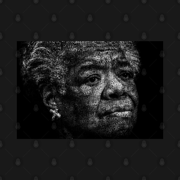 Maya Angelou Portrait with all her book titles - 02 by SPJE Illustration Photography