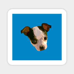 Cute Puppy Face Drawing in Blue Magnet