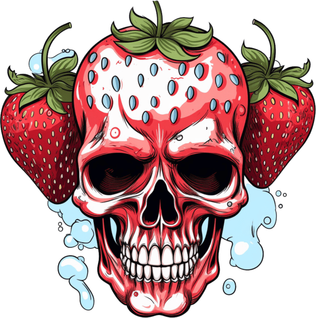 Strawberry Skull Kids T-Shirt by NatashaCuteShop