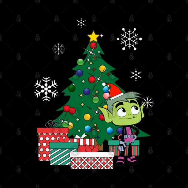 Teen Titans Beast Boy Around The Christmas Tree by squids_art