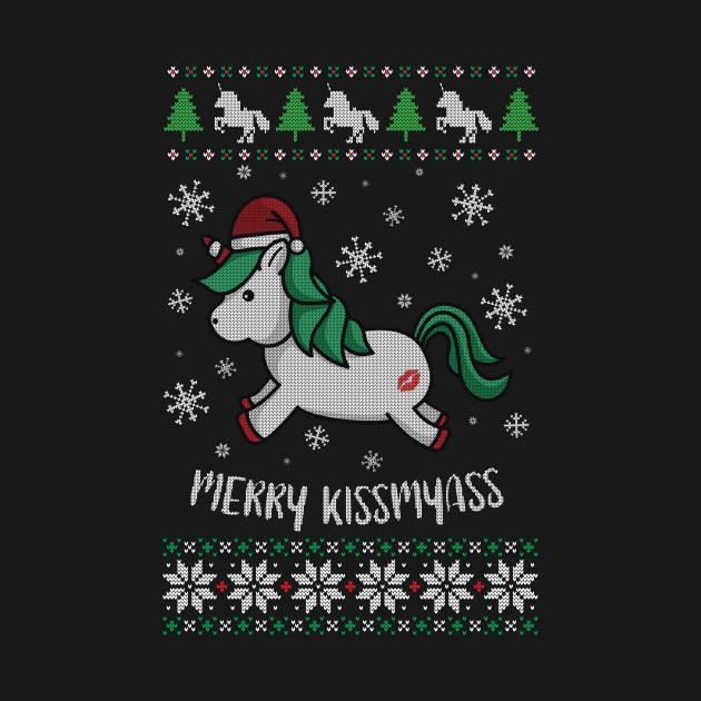 MerryKissMyAss cute kawaii unicorn ugly christmas sweater by secondskin