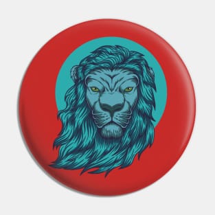 lion blue head illustration Pin