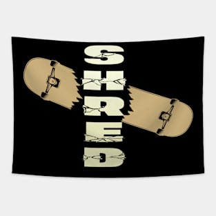 Shred Skateboarder Slogan Tapestry