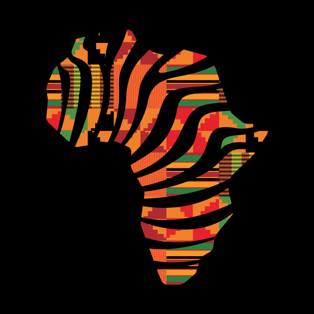 Kente, Africa Map with Stripes, Ghana Pattern by kentevibes