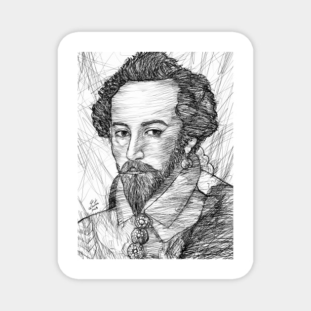 WALTER RALEIGH ink portrait Magnet by lautir