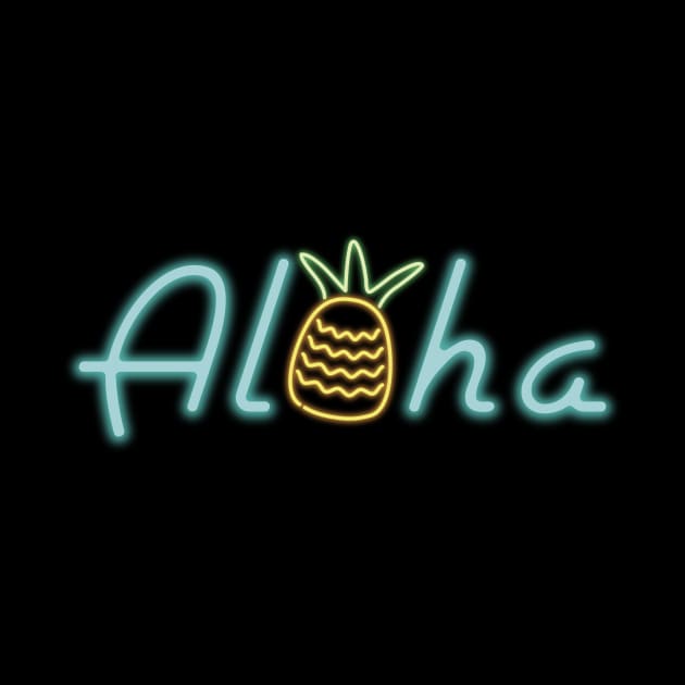 Retro Vintage Neon Sign Aloha Pineapple by almostbrand