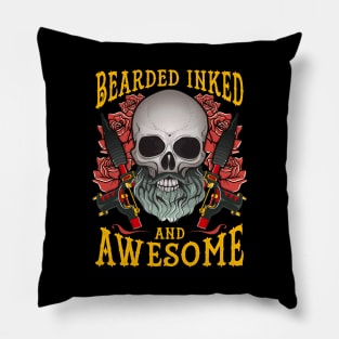 Funny Bearded Inked And Awesome Tattooed Dad Pillow